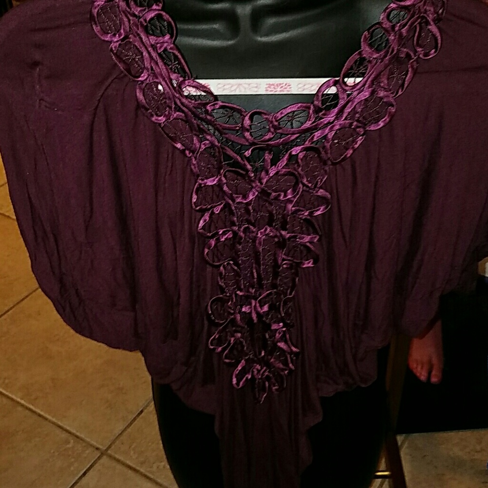 Rayon Deep Wine/Burgundy Top